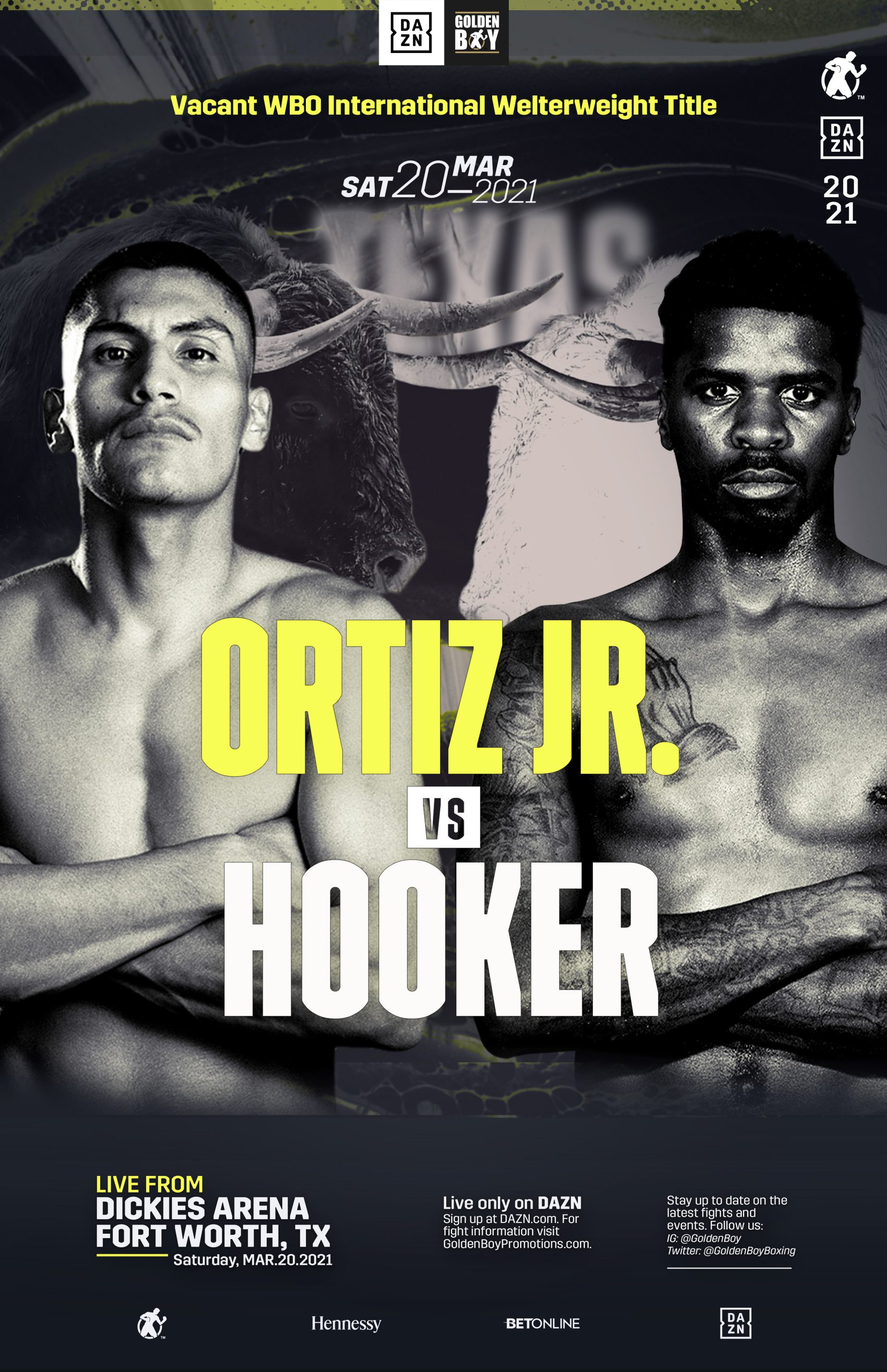 WELTERWEIGHT SHOWDOWN BETWEEN VERGIL ORTIZ JR. AND MAURICE ‘MIGHTY MO’ HOOKER HEADS TO DICKIES ARENA IN FORT WORTH, TEXAS SATURDAY, MARCH 20 AND STREAMED LIVE WORLDWIDE ON DAZN